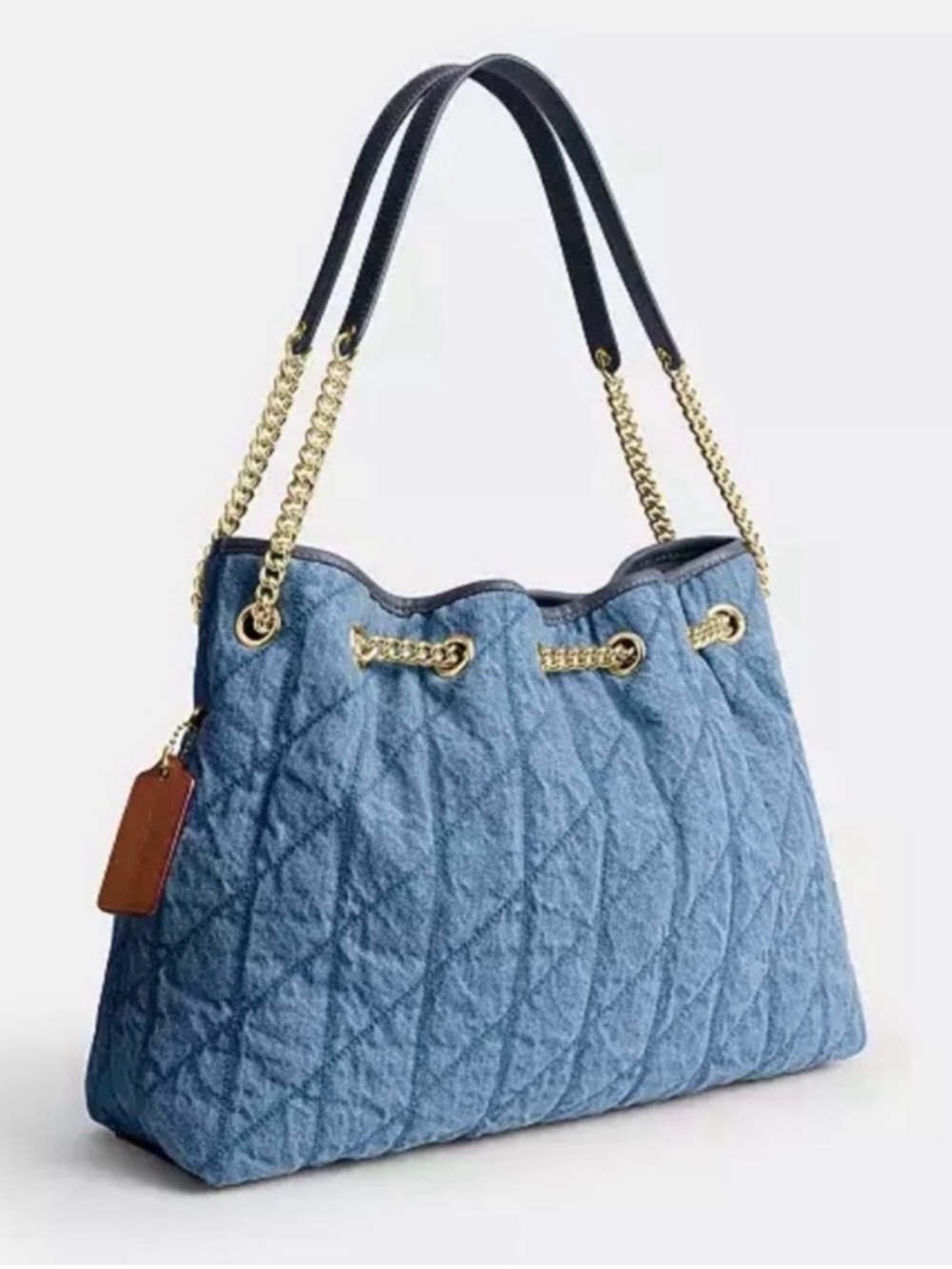 Coach Evelyn Denim Shoulder Bag in Regenerative Cotton with Quilting - Picture 3 of 6